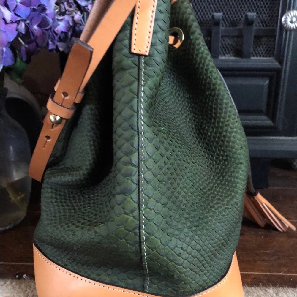 Dooney & Bourke Python Embossed Drawstring Satchel - Picture 4 of 8